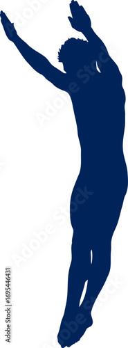 diving silhouette the plunge of courage, graceful descent into the blue, isolated on transparent background