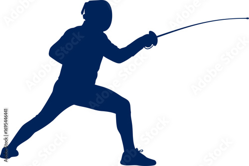 dynamic fencing silhouette a precise lunge, focused intensity, and the elegance of sport, isolated on transparent background