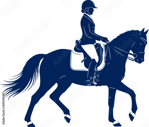 elegant dressage rider silhouette grace, precision, and equine partnership in perfect harmony, isolated on transparent background