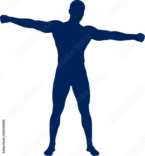 embracing the power of strength a muscular man silhouette, poised and ready, symbol of human potential, isolated on transparent background