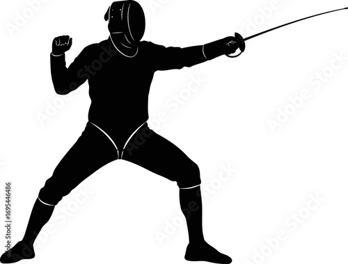 fencing silhouette a dynamic foil, graceful assault, precise power, peak athleticism, isolated on transparent background
