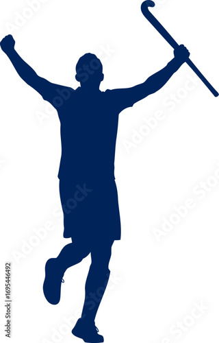 field hockey victory silhouette celebrating triumph, athletic power, and the exhilaration of victory, isolated on transparent background