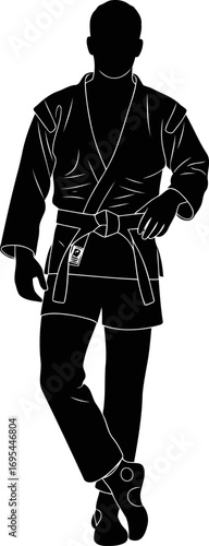 martial arts silhouette the calm before the storm, focused strength and inner peace, isolated on transparent background