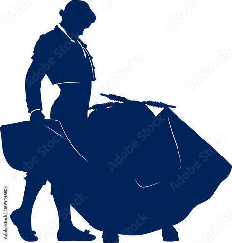 majestic matador silhouette awaiting the charge, embodiment of courage and spanish tradition, isolated on transparent background