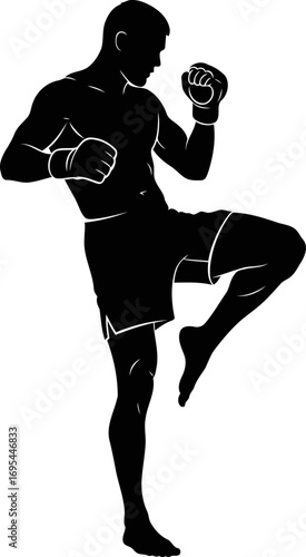 muay thai silhouette warriors grace, power, and the art of eight limbs, isolated on transparent background