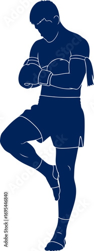 muay thai fighter silhouette warriors pose, strength, and the spirit of combat, isolated on transparent background