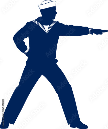 nautical silhouette sailor guiding the way, a symbol of maritime adventure, isolated on transparent background