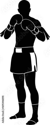 muay thai silhouette warriors grace, striking power, muay thai fighter, isolated on transparent background
