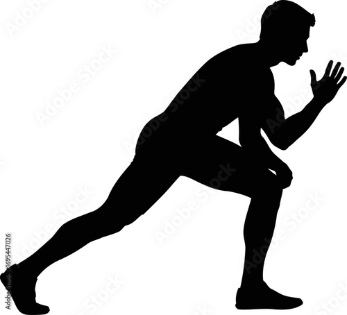 powerful runner silhouette poised for a sprint, embodying strength, speed, and unwavering focus, isolated on transparent background