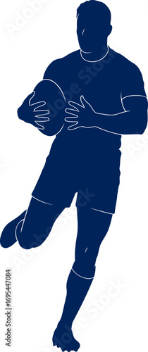 rugby player silhouette power, speed, and the thrill of the game, isolated on transparent background