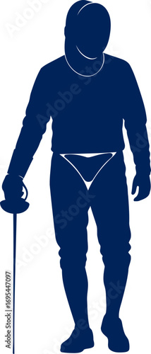 ready to duel fencing athlete silhouette, poised and focused, classic sport, isolated on transparent background