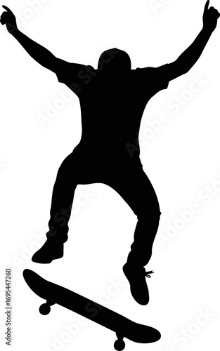 skateboard silhouette triumphant leap of faith, airborn grace, and urban freedom, isolated on transparent background