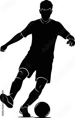 soccer silhouette dynamic dribbling, effortless grace, and the pure joy of the game, isolated on transparent background