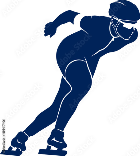 speed skating silhouette winter sport power, graceful glide, ice athlete, isolated on transparent background