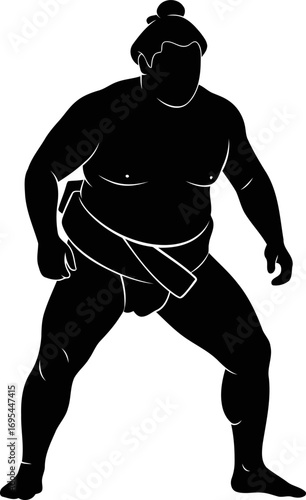 sumo wrestler silhouette ancient strength, modern power, a timeless symbol of japanese culture, isolated on transparent background