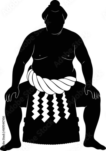 sumo wrestler silhouette the weight of tradition, awaiting the clash, strength and serenity, isolated on transparent background