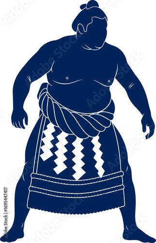 sumo wrestler silhouette ancient strength, powerful posture, and impending clash, isolated on transparent background