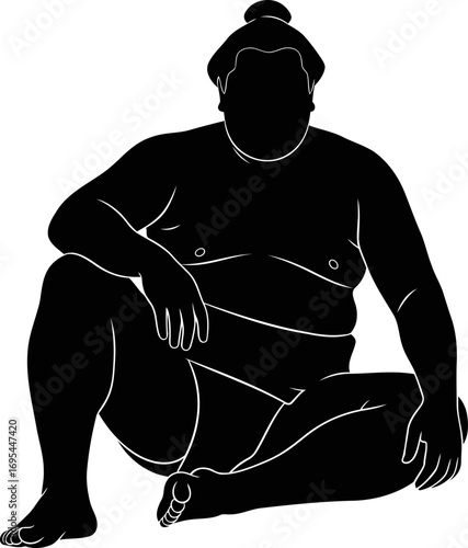 sumo wrestler silhouette the calm before the storm, strength and majesty in repose, isolated on transparent background