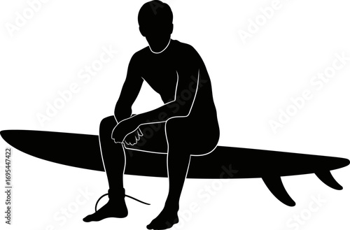 surfers silent contemplation oceans embrace, solitudes calm, and the waiting game, isolated on transparent background