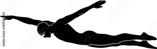 swimmers silhouette graceful glide, aquatic ballet, effortless power, isolated on transparent background