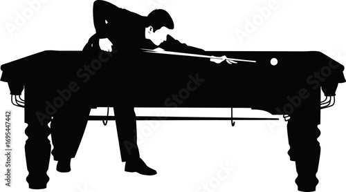 the billiards strategist silhouette of precise shot, intense focus, and the quest for victory, isolated on transparent background