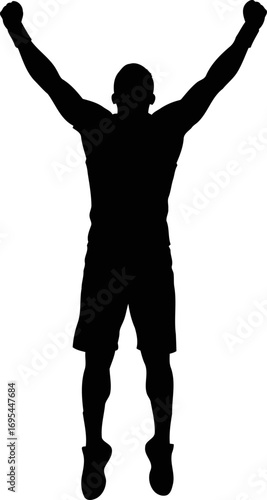 triumphant athlete silhouette celebrating victory, exultation, and ultimate achievement, isolated on transparent background