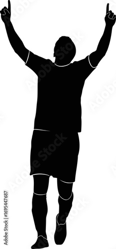 triumphant athlete silhouette celebrating victory, exuberant joy, and unwavering determination, isolated on transparent background