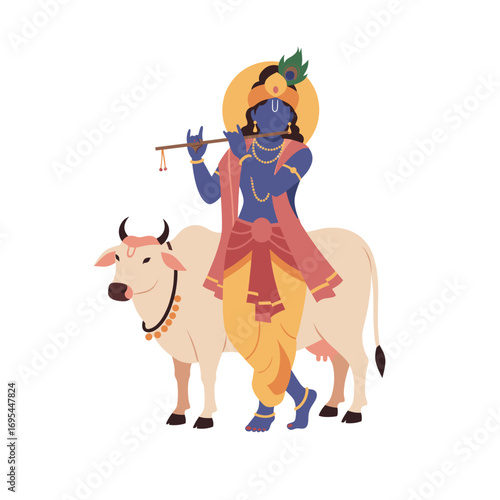 Krishna with Cow - Sacred Symbolism