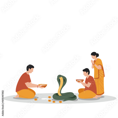 People Offering Prayers to a Cobra during Religious Rituals