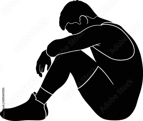 wrestling defeat silhouette of defeat, athletes despair, and the weight of loss, isolated on transparent background
