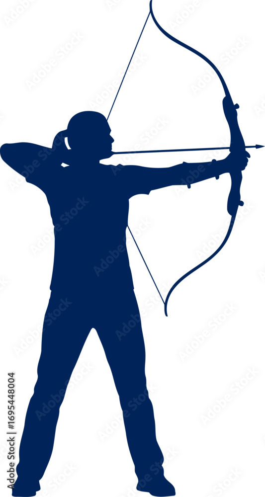 custom made wallpaper toronto digitalarchery silhouette focused, poised archer aiming for perfection, embodying precision and unwavering concentration, isolated on transparent background