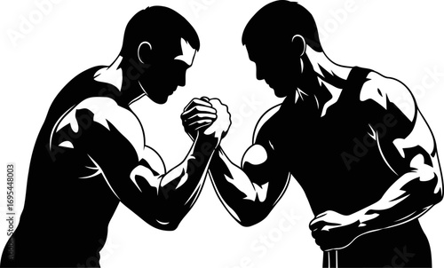 arm wrestling showdown ripped athletes clash, strength and determination, isolated on transparent background