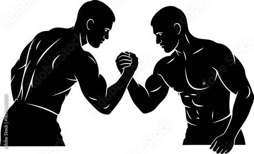 arm wrestling silhouette strength, determination, and the ultimate test of willpower, isolated on transparent background
