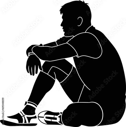athletes quiet moment contemplation, defeat, and the long road back, isolated on transparent background
