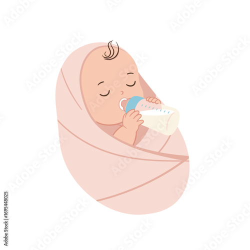 Baby Feeding with a Milk Bottle