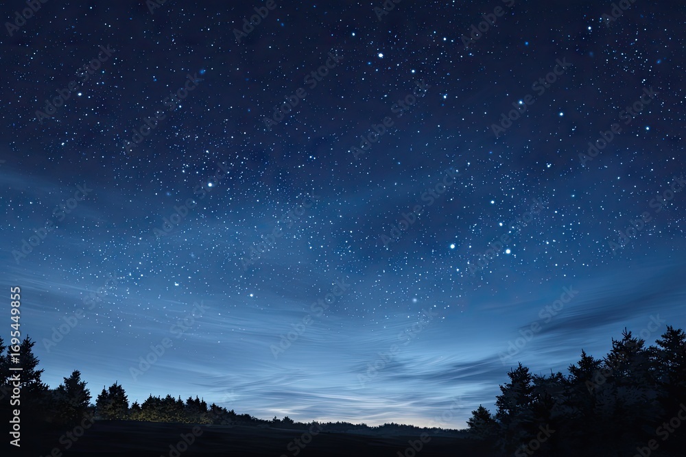 Fototapeta premium Starry night sky over dark forest (5)