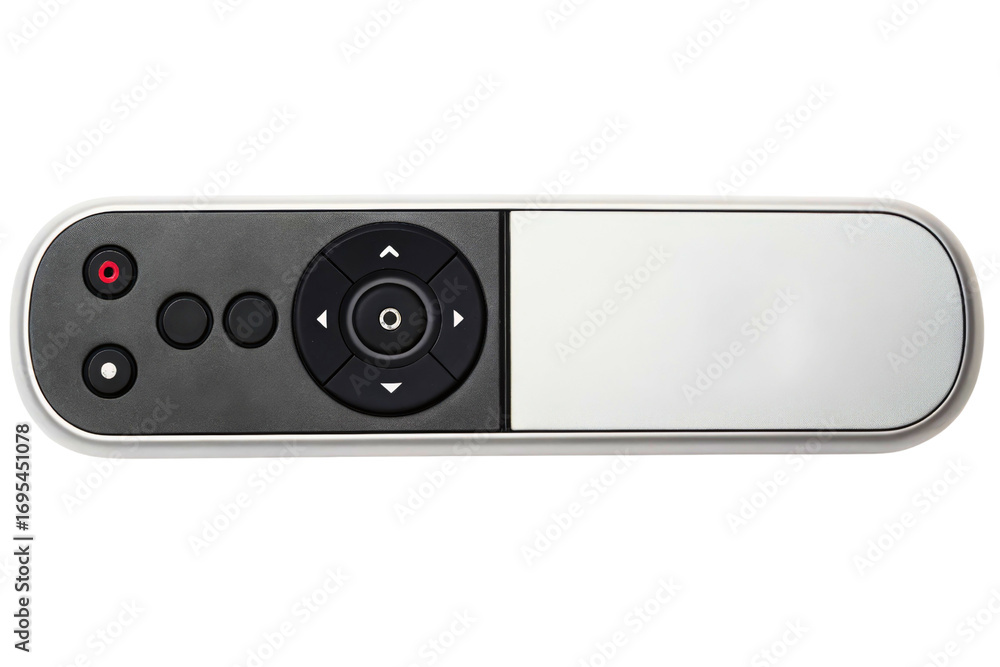 Fototapeta premium Modern presentation clicker and remote control with touchpad isolated with transparent background