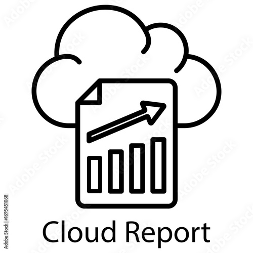 Cloud Report Outline Style. Vector Illustration For Graphic Design