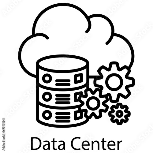Data Center Outline Style. Vector Illustration For Graphic Design
