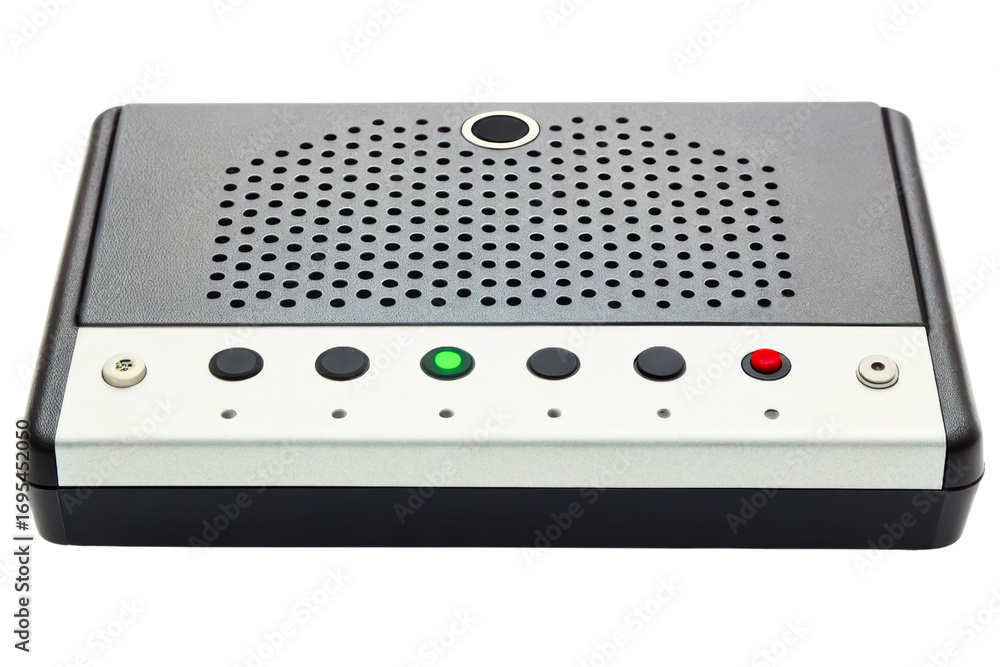 Fototapeta premium Desktop conference microphone and speaker unit for communication isolated with transparent background