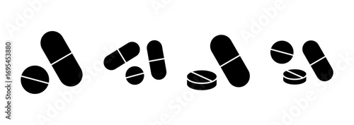 Pills icon vector. capsule icon. Drug sign and symbol