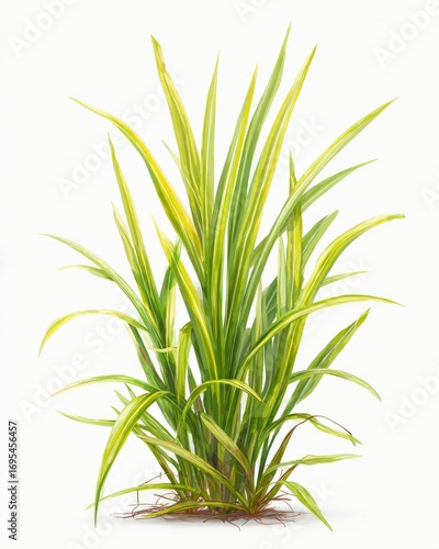 Yellow-green grass plant, isolated
