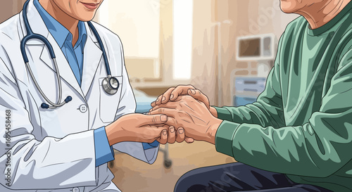 Doctor Holding Patient's Hand Healthcare Illustration