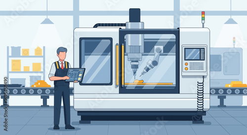Factory CNC Machine Technology Vector