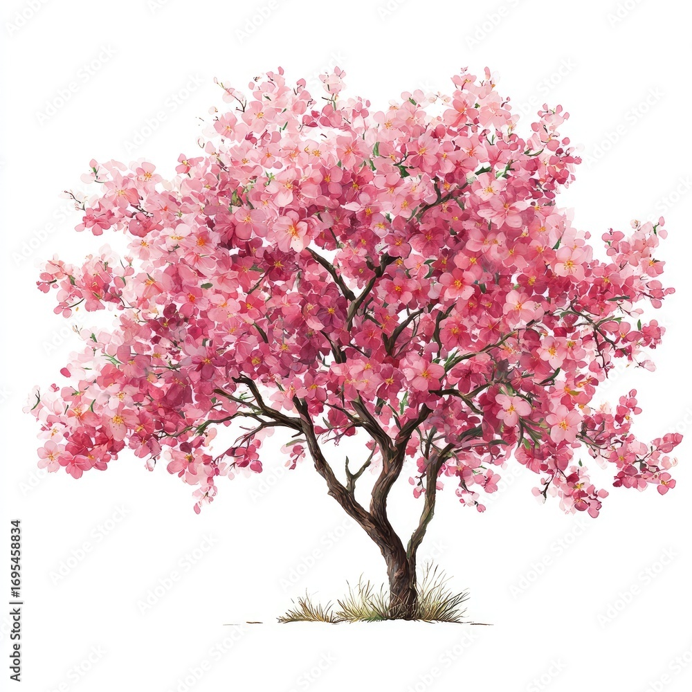 Fototapeta premium Pink blossom tree illustration