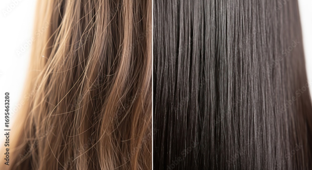Fototapeta premium Healthy vs. Damaged Hair