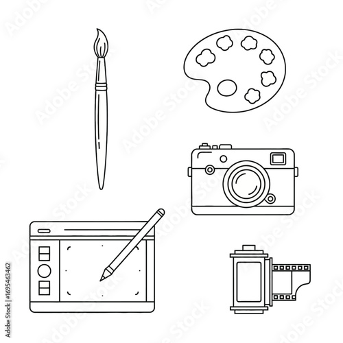 Tools of the Artist Palette, Brush, Camera, Tablet & Film