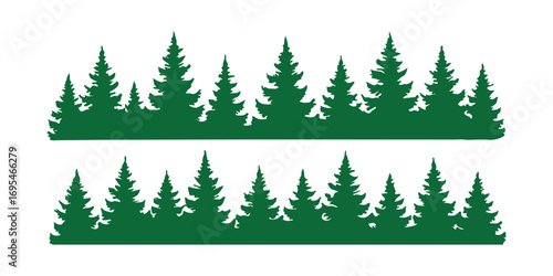 Set of tree line forest trees silhouette