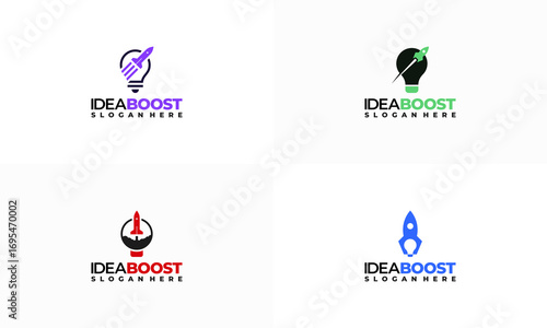 Set of Idea boost Logo designs concept vector, Inspiration Booster logo designs concept vector
