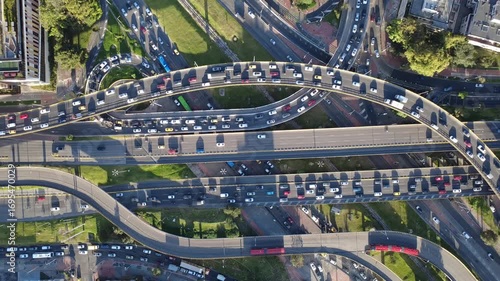 Bogota's northern area taken from the sky, with its characteristic buildings and its usual traffic